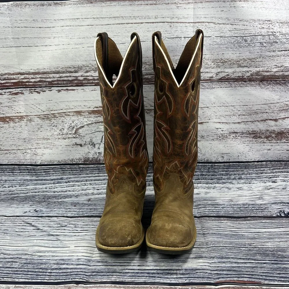 Smoky Mountain Boots Maverick Brown Leather Square Toe Western Boots, Youth 4.5